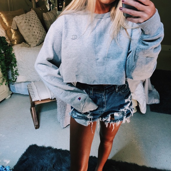 Champion Tops - light grey champion cropped crewneck